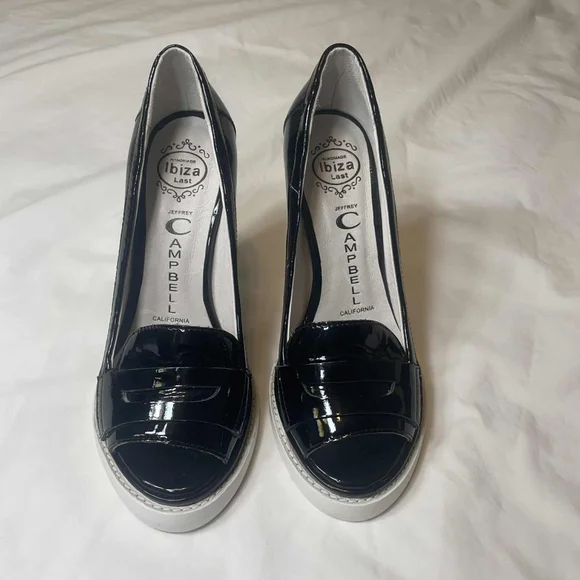 Jeffrey Campbell Ibiza Handmade Black And White Platform Patent Leather Heels - Picture 6 of 11